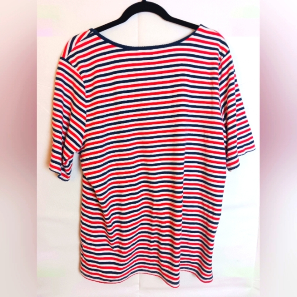 Tru brand top red white blue stripes